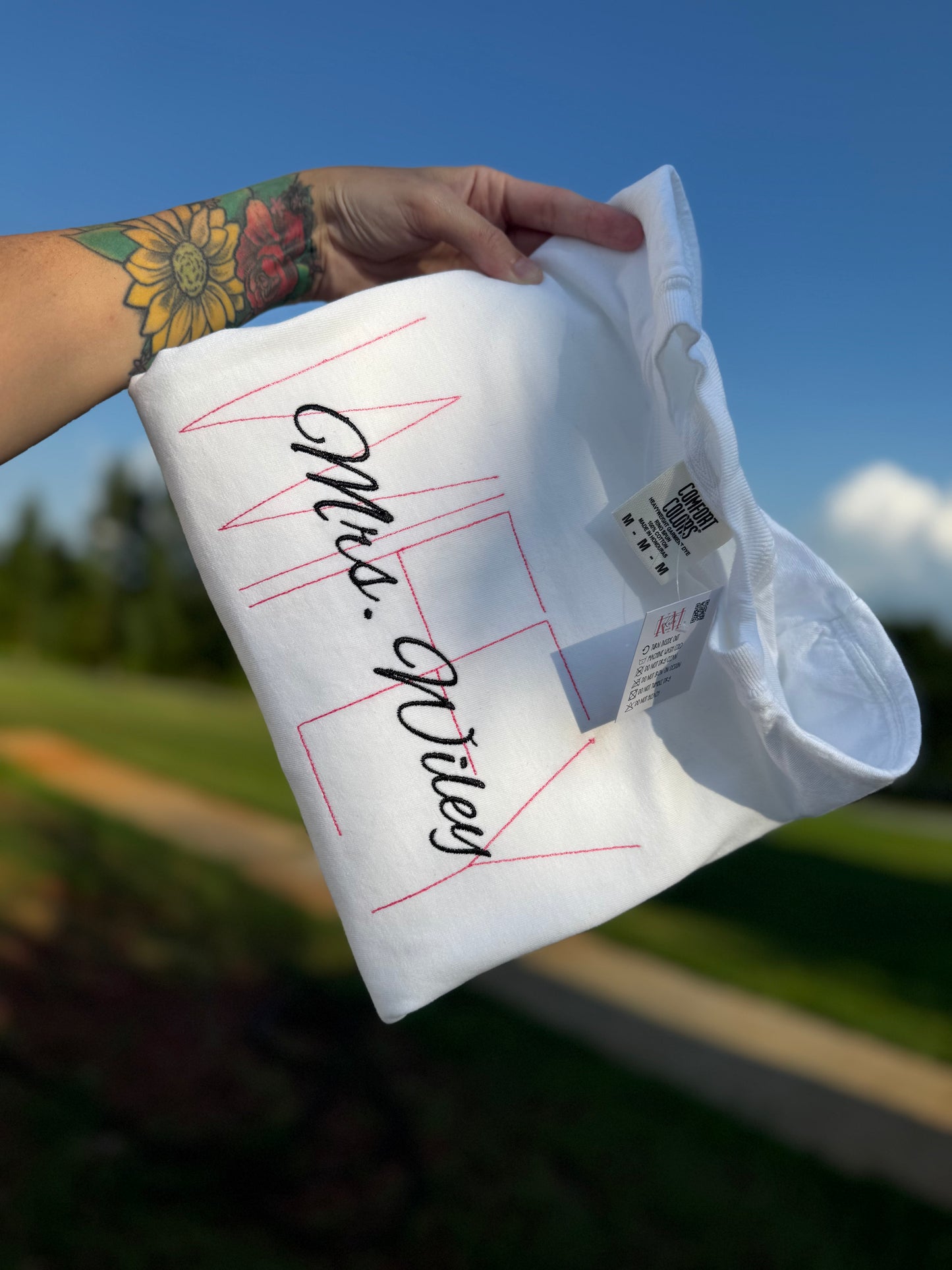 Custom Wifey Embroidered Tee – Personalized Bride Shirt with Last Name T-Shirt