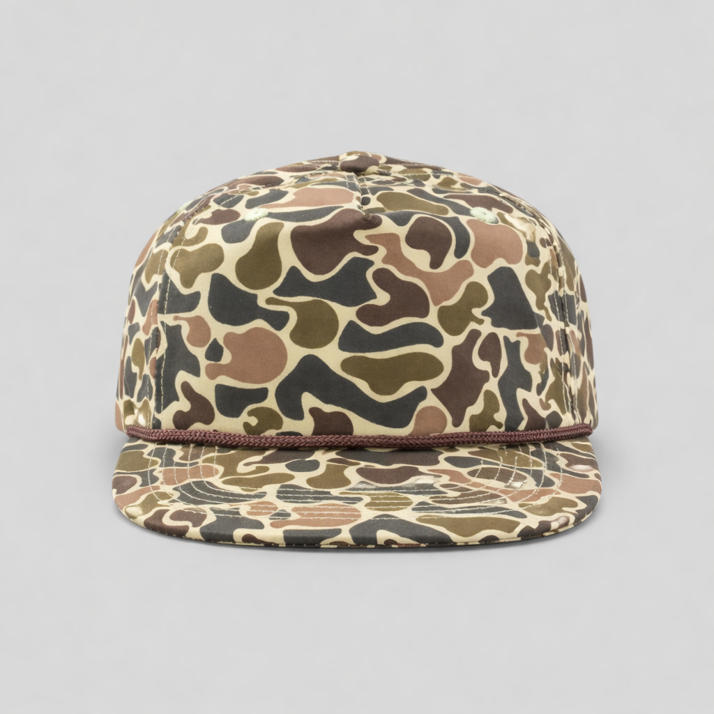 Bayou Breakup Camo Brown Rope 5 Panel Hat Snapback