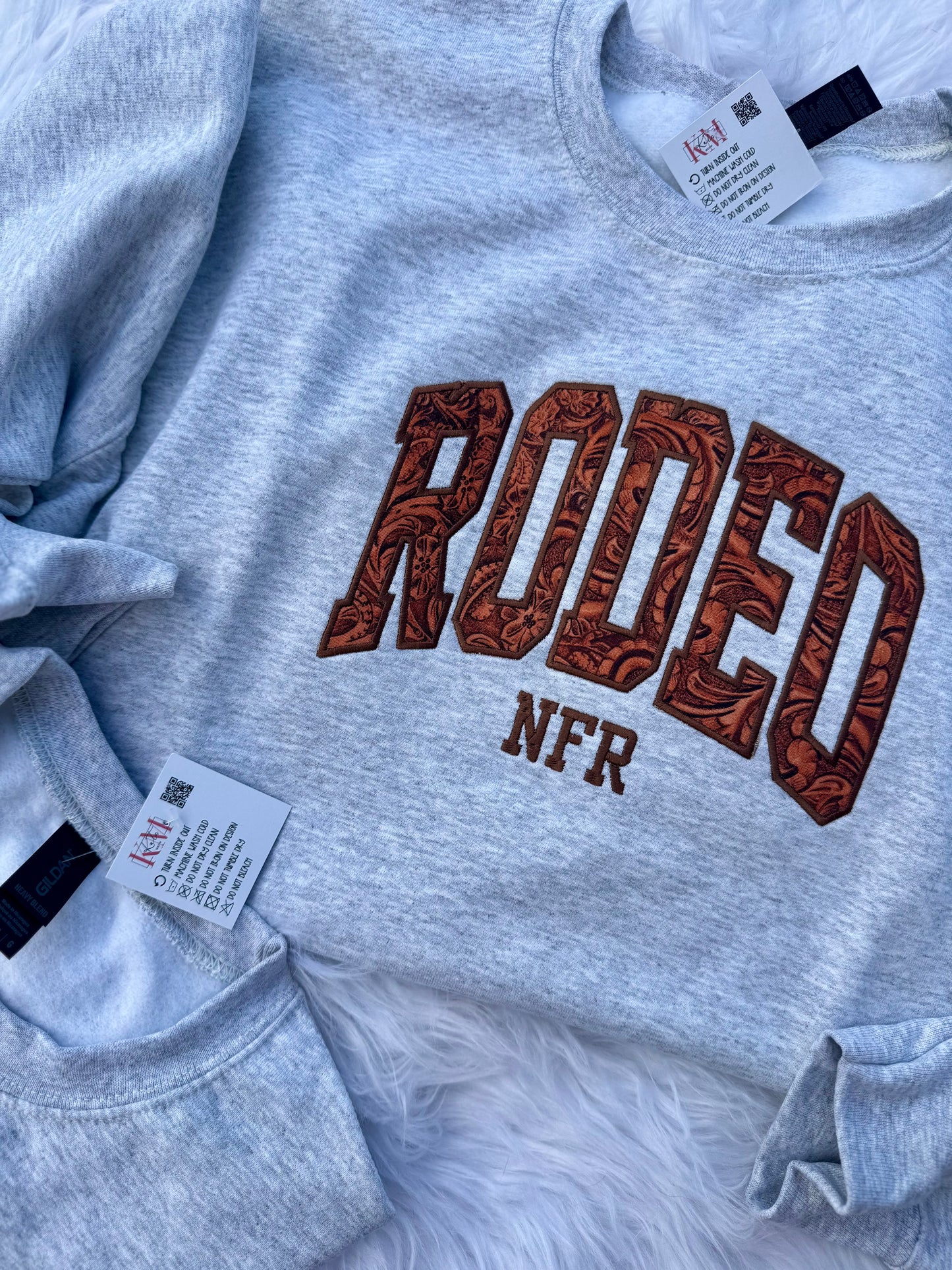 Leather Rodeo Embroidered Sweatshirt – Western Flair with Faux Leather Detail