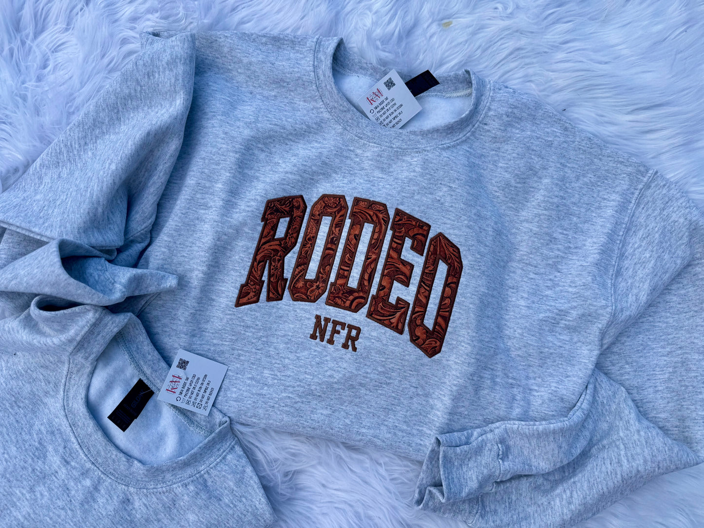 Leather Rodeo Embroidered Sweatshirt – Western Flair with Faux Leather Detail