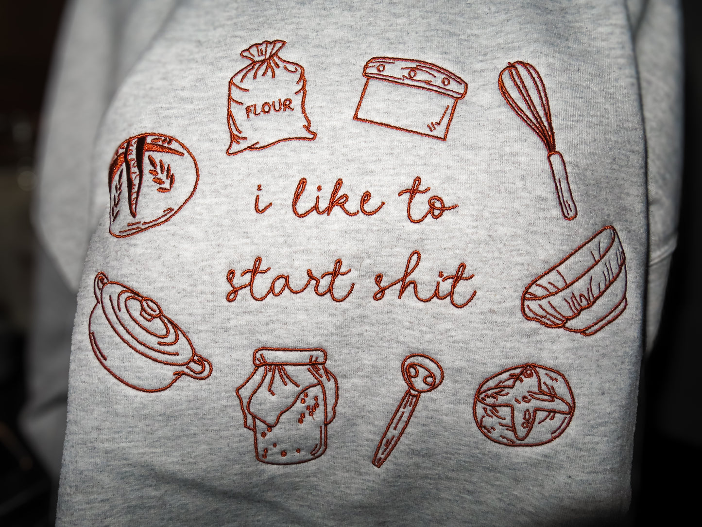 I Like To Start Embroidered Sweatshirt