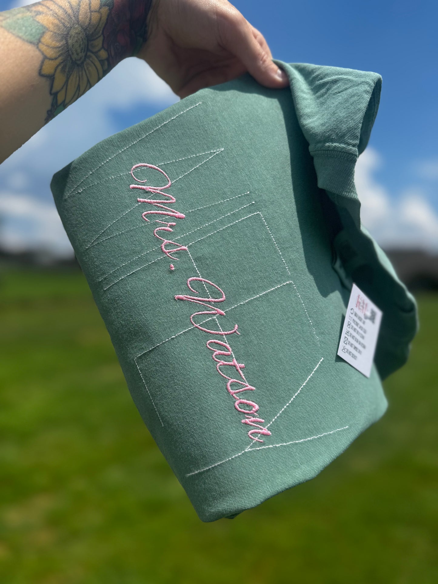 Custom Wifey Embroidered Tee – Personalized Bride Shirt with Last Name T-Shirt