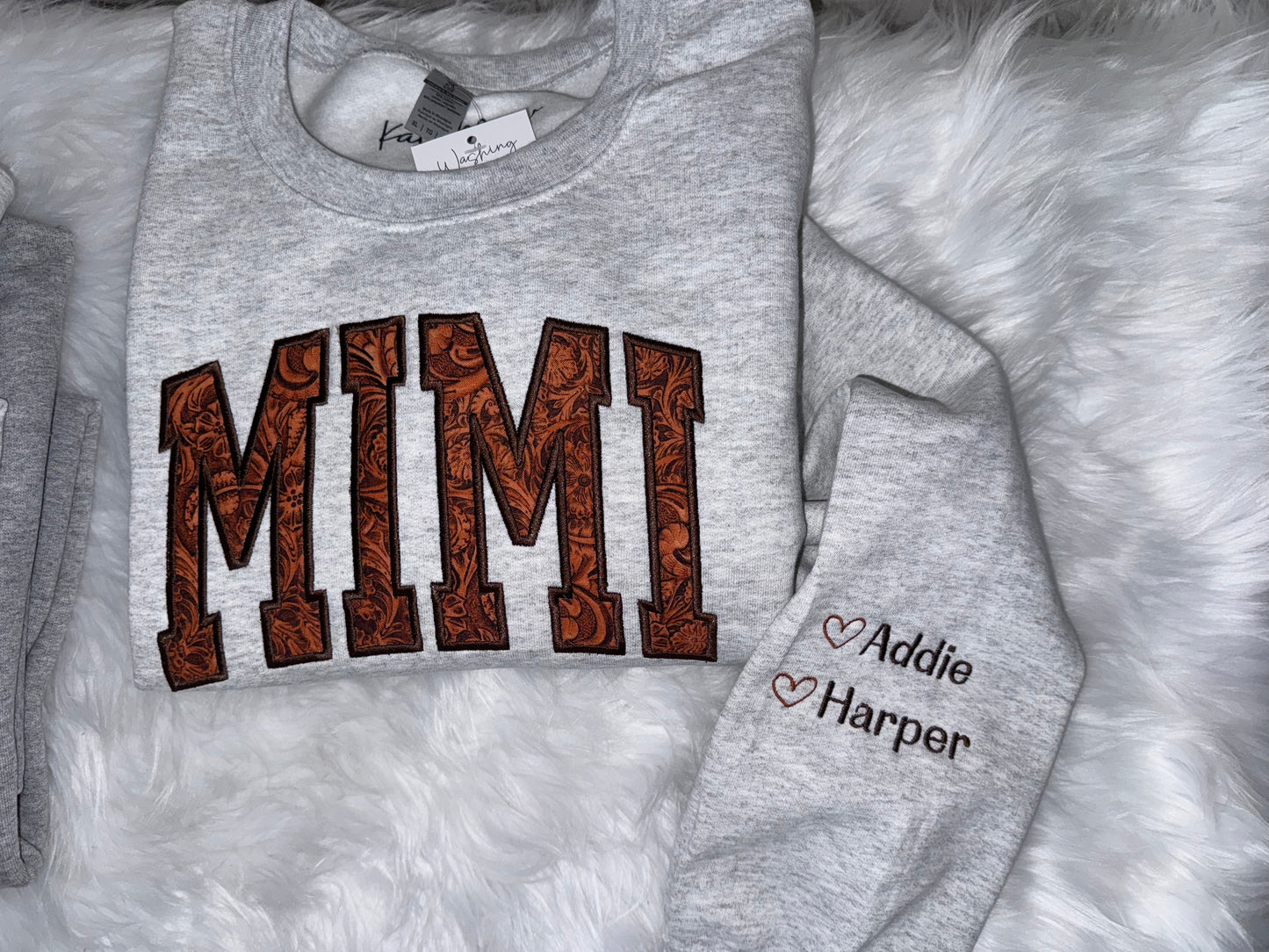 Custom Leather Embroidered Sweatshirt