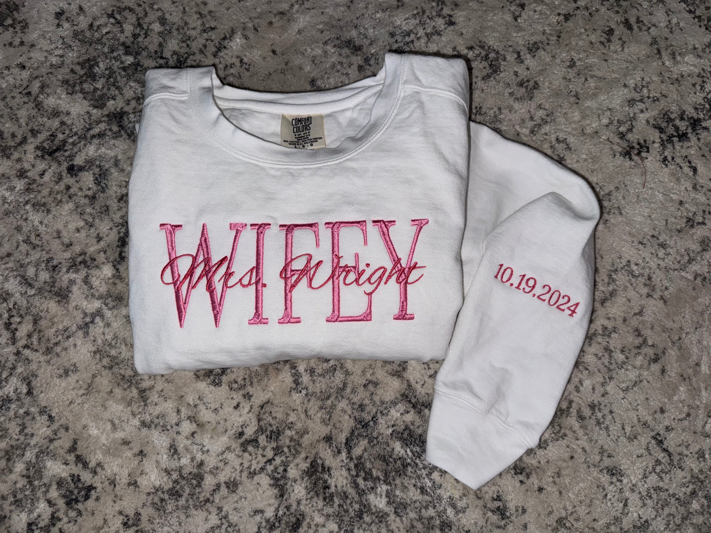 Wifey Custom Embroidered Sweatshirt โ Personalized & Perfect for Every Mrs.