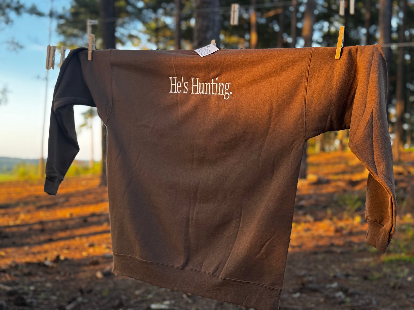 He’s Hunting, He's Working, He's Fishing Embroidered Sweatshirt
