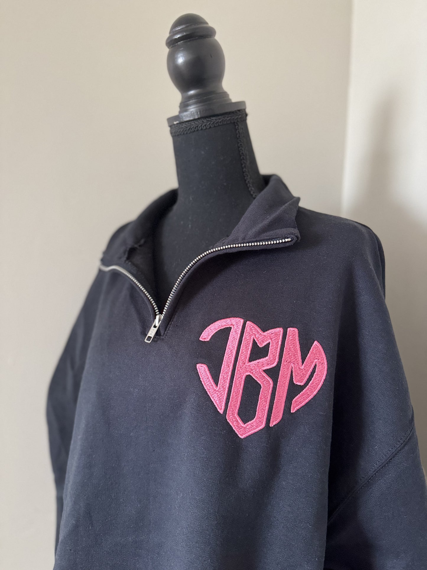 Monogramed Heart Quarter-Zip Sweatshirt