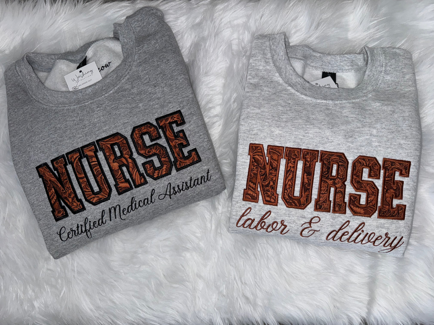 Custom Leather Embroidered Sweatshirt