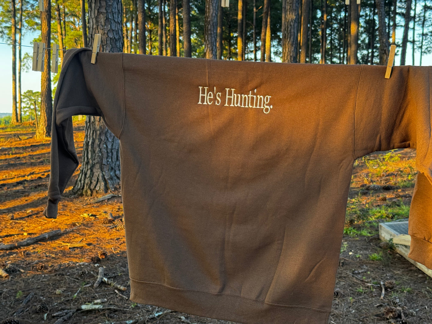 He’s Hunting, He's Working, He's Fishing Embroidered Sweatshirt