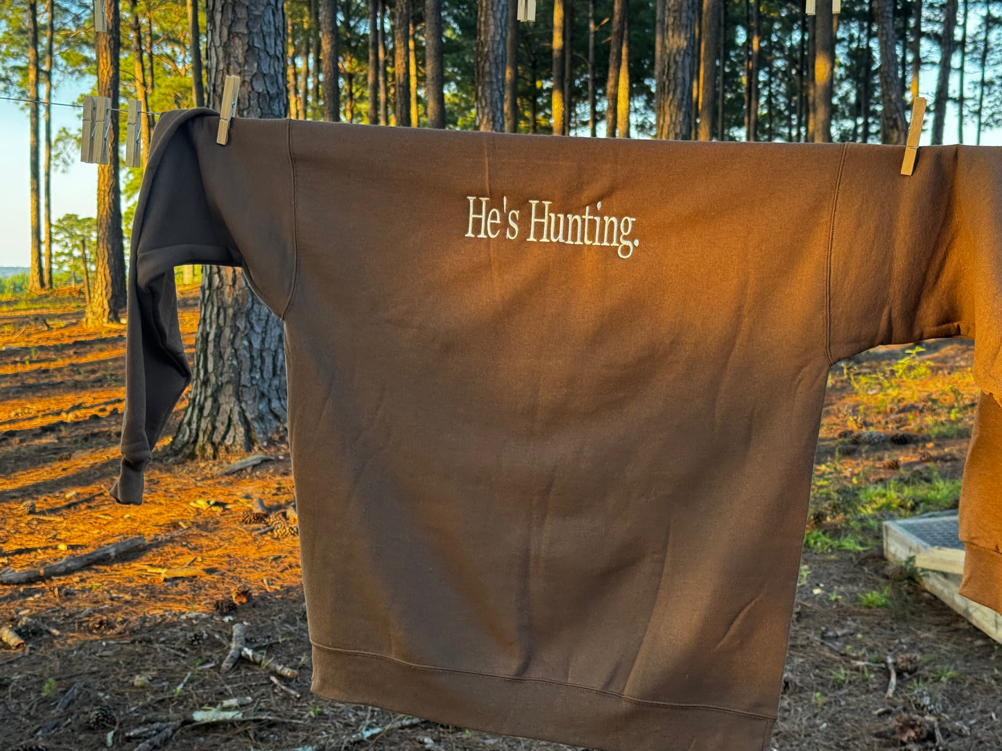He’s Hunting, He's Working, He's Fishing Embroidered Sweatshirt