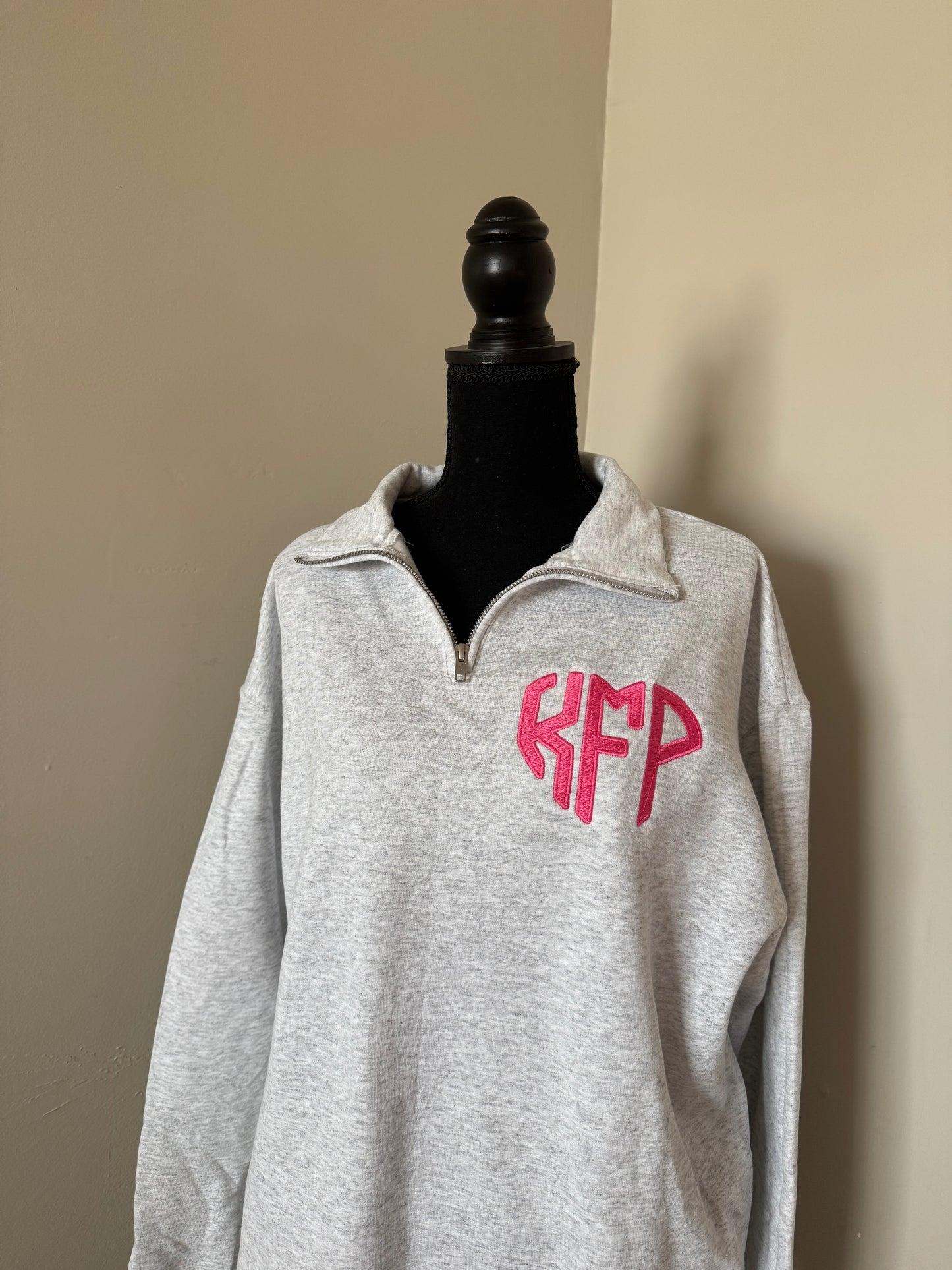 Monogramed Heart Quarter-Zip Sweatshirt