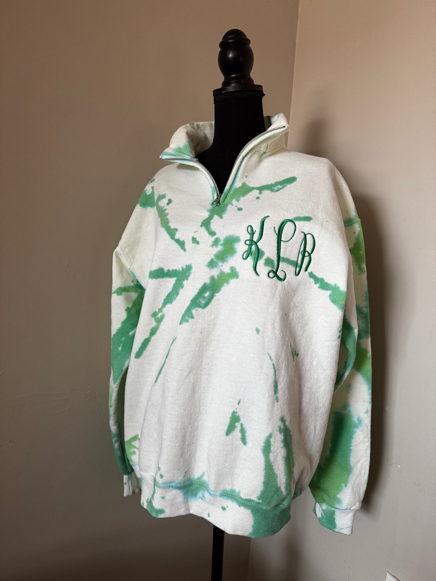 Monogramed Tie Dye Sweatshirt Quarter Zip