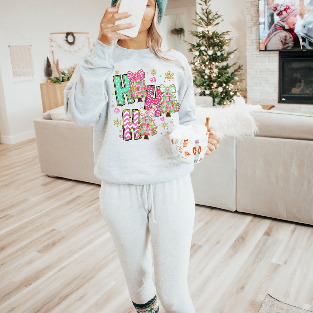 Ho Ho Ho Coquette Glitter Sweatshirt