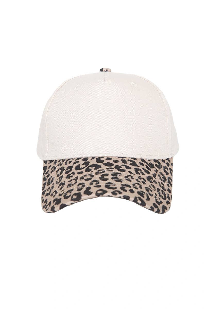 Leopard Print Trucker Hat With Tan Blank Crown For Everyday Style