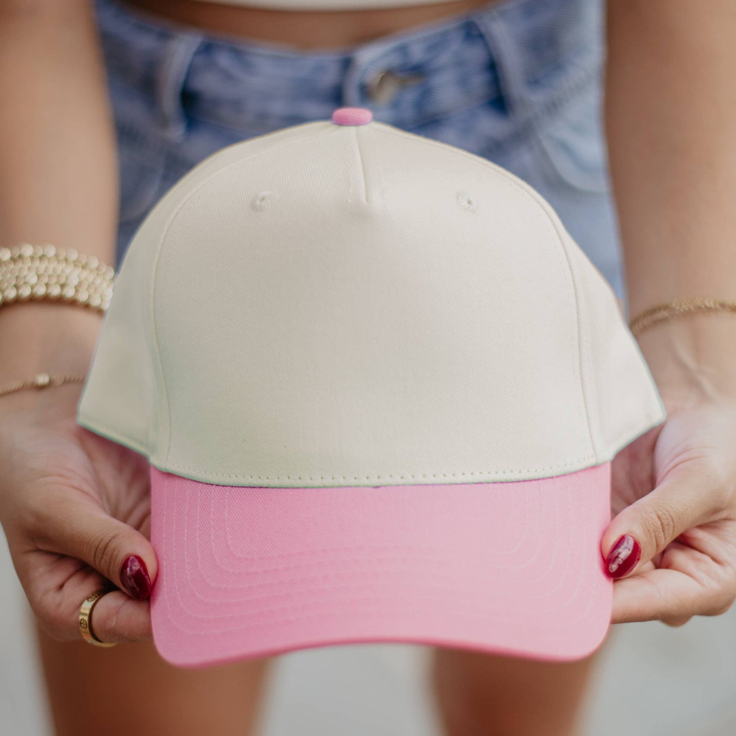 Pink And Tan Two Toned Boutique Vintage Hat For Women Wholesale