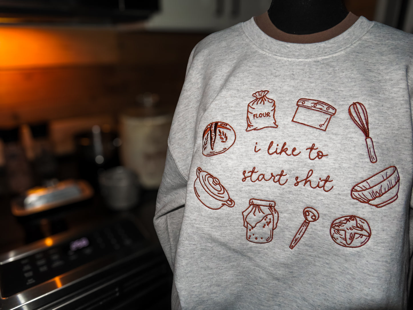 I Like To Start Embroidered Sweatshirt