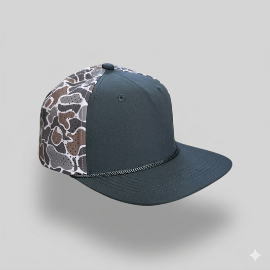 Perforated Structured 5 Panel Snapback Camouflage Smokeshow Dark Slate Gray Rope