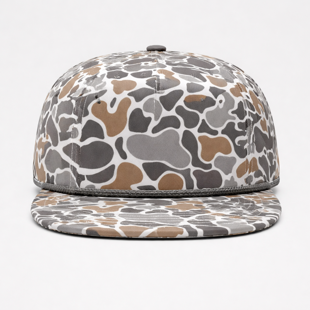 Smokeshow Camo Grey Rope Five Panel Snapback Hat Unisex