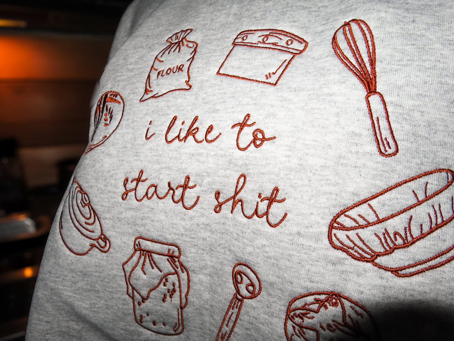 I Like To Start Embroidered Sweatshirt