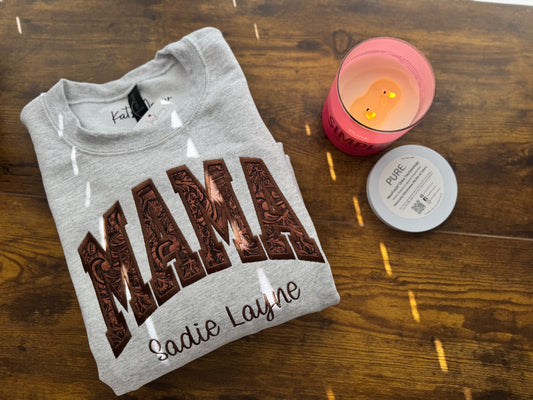 Custom Leather Embroidered Sweatshirt