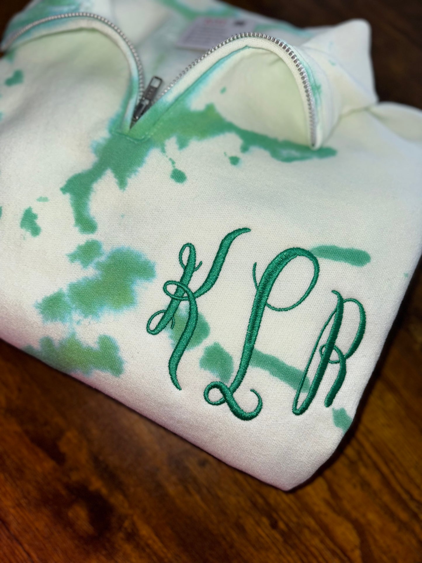 Monogramed Tie Dye Sweatshirt Quarter Zip