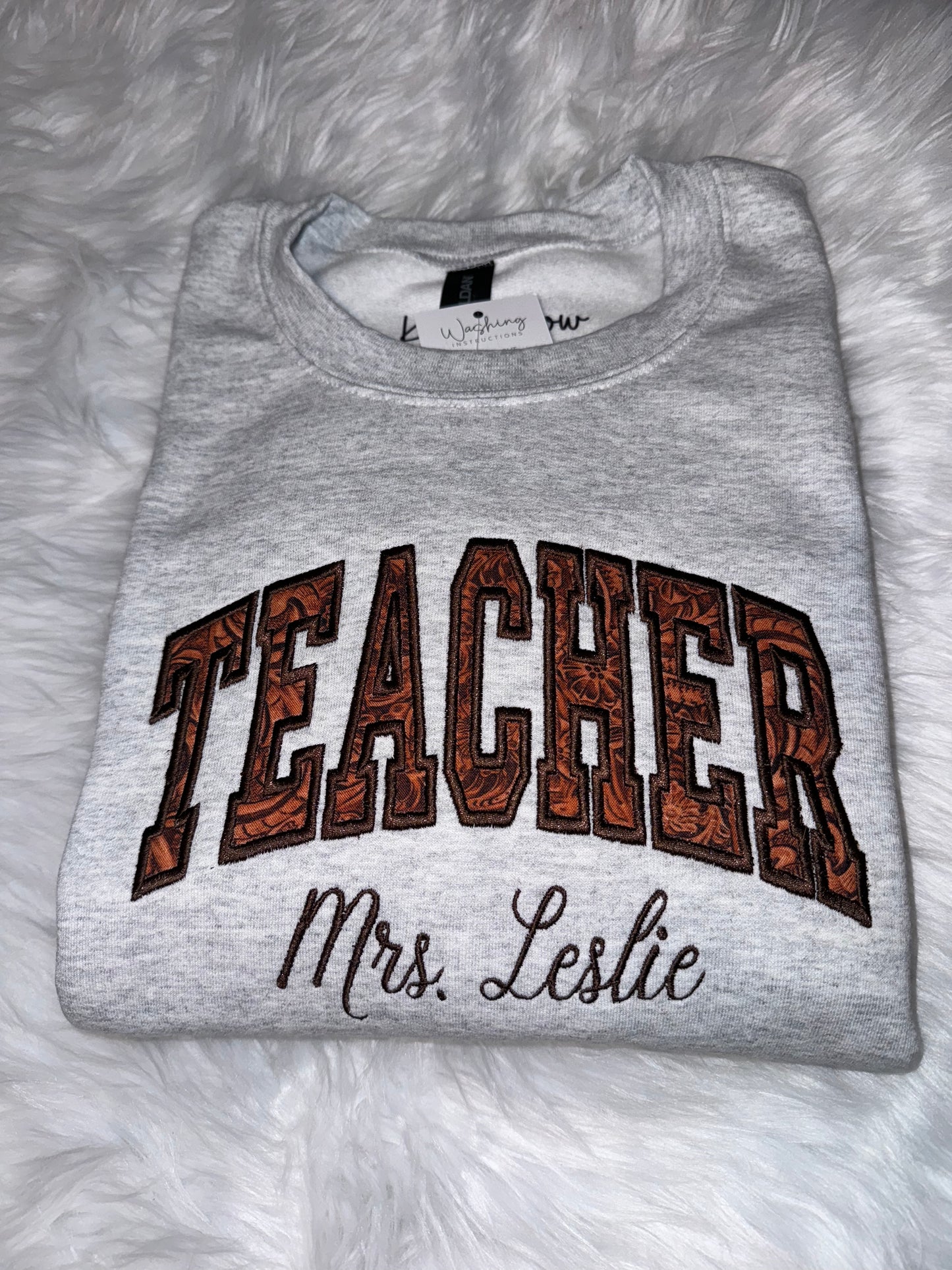 Custom Leather Embroidered Sweatshirt