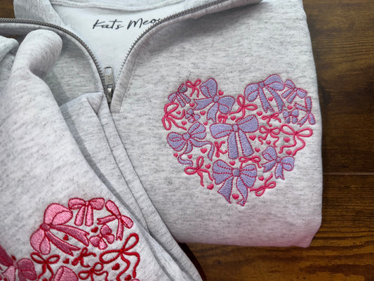 Bows & Hearts Quarter-Zip Sweatshirt – Southern Sweetheart Style