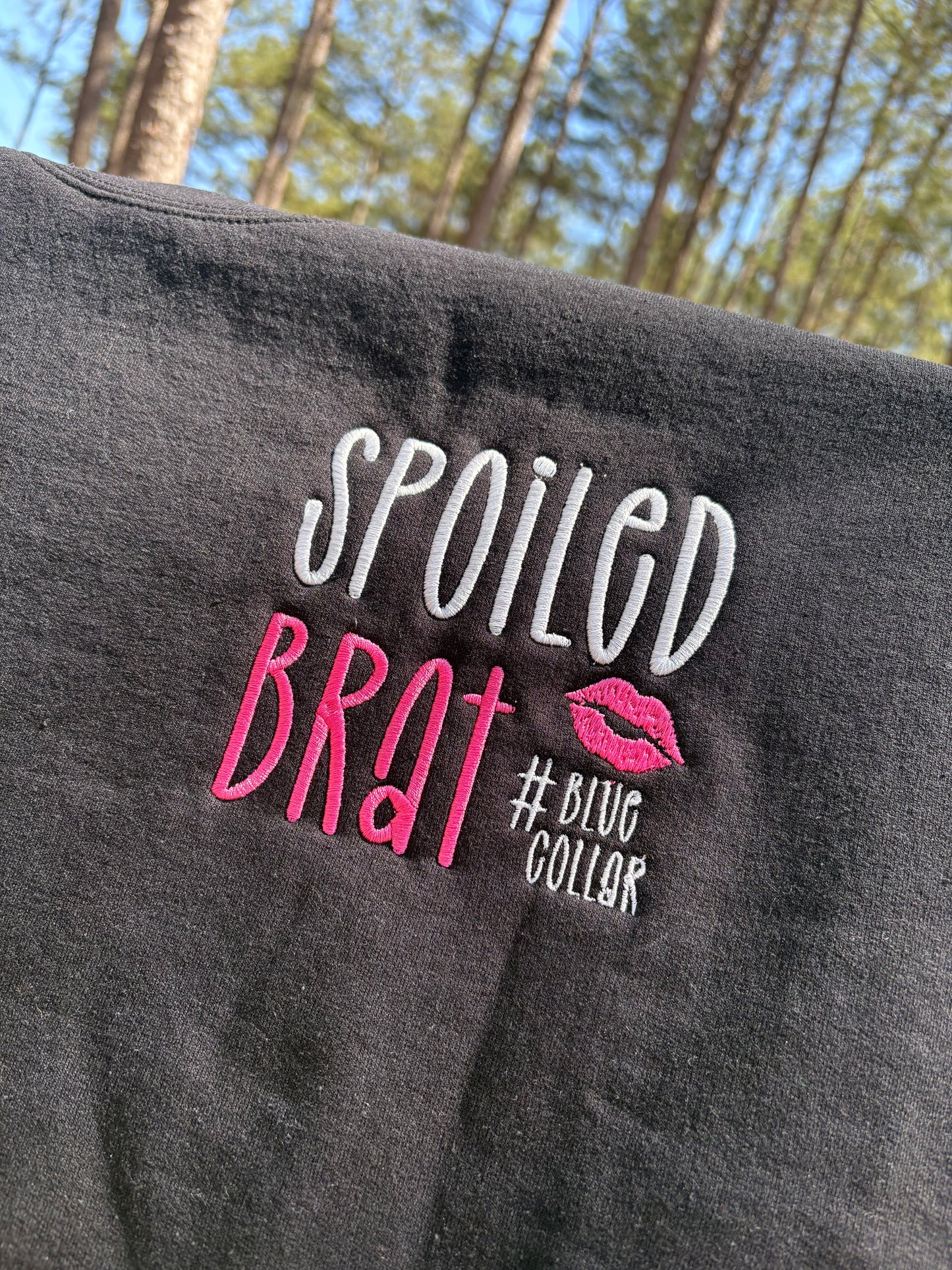 Spoiled Blue Collar Embroidered Sweatshirt