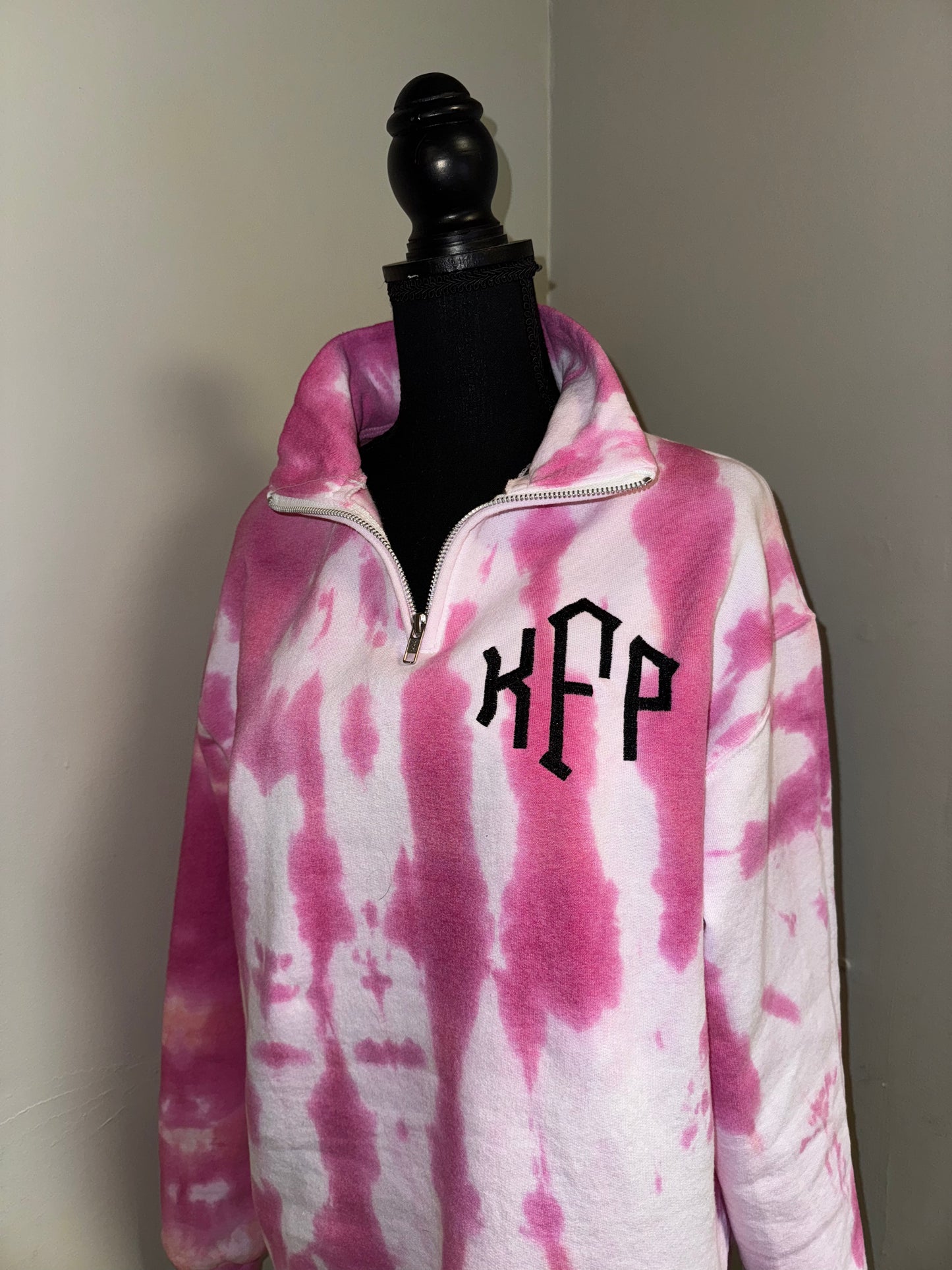 Monogramed Tie Dye Sweatshirt Quarter Zip