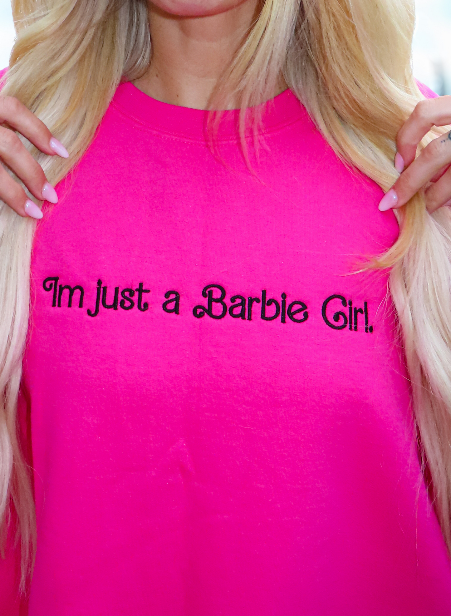 Pink Girl Forever – Hot Pink Embroidered Sweatshirt