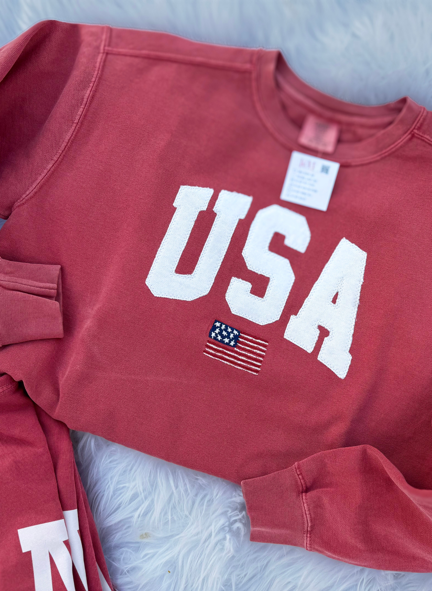 Proud of Our Roots USA Crewneck – Handmade Patriotic Sweatshirt