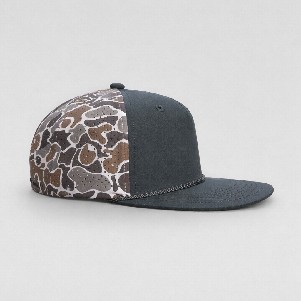 Perforated Structured 5 Panel Snapback Camouflage Smokeshow Dark Slate Gray Rope