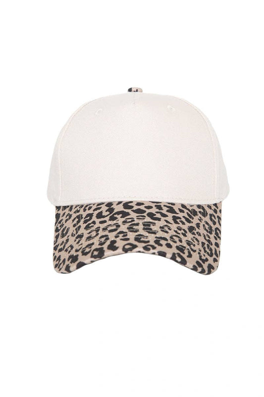 Leopard Print Trucker Hat With Tan Blank Crown For Everyday Style