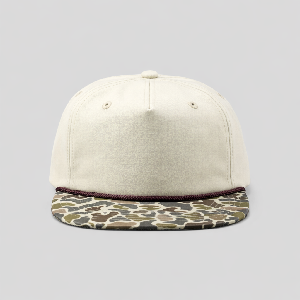 Khaki Bayou Breakup Camo Brown Rope Five Panel Snapback