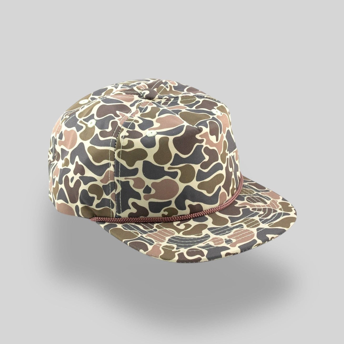 Bayou Breakup Camo Brown Rope 5 Panel Hat Snapback